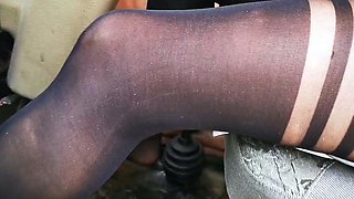 Emily's Clip Store - Emily Revs Russian Bus In Pantyhose