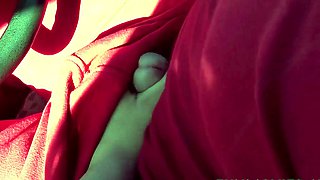 MILF plays with cock in the car