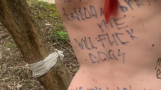 Outdoor Body Writing and Pissing Humiliation