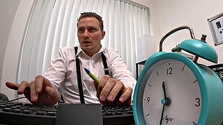 Student Seduces Loan Officer with Her Big Natural Tits