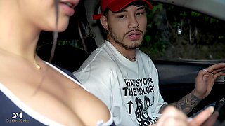 Brunette Latina Girl in Car