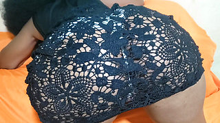 A Woman in a Black Dress at the Hotel with Her Panties Teasing Her Butt