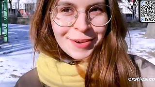 Brunette lady enjoys hairy masturbation while sniffing