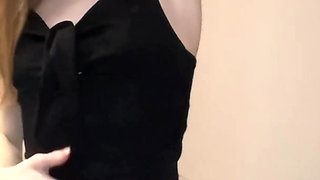 Striptease and Fingering with Fishnets on