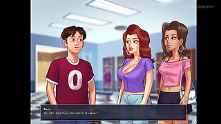 I accidentally hit on bigtits blonde cheerleader in a college shower. Will I get a boner??? (Summertime Saga - Roxy 1)