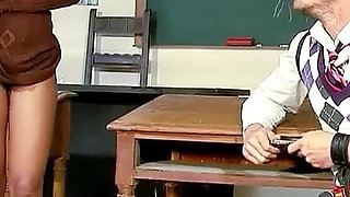 Nerd gets fucked in class by young tutor Katia de Lys