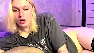 Hot ass nerdy blonde teen in stockings does hot striptease