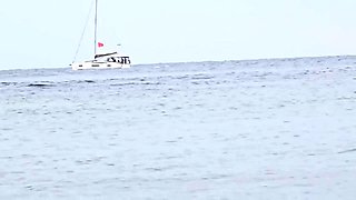 Beach Yoga With Watch Into Gaping Pussy # Hot Wife On Cold Beach