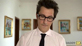 Daddy4k. naughty step grandpa successfully entices naive female to...