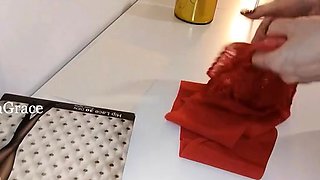 Lilla Grace - Red Crotchless Pantyhose