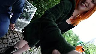GERMAN SCOUT - Real Fan Fuck MMF Threesome with Redhead Teen