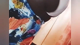 Dark Skin Bitch Masturbating Squirting Long Pussy Lips