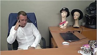 Glasses-wearing Milf In Stockings Gets Pounded Hard On Office Desk