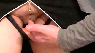 Perv Old Man Fingering Hot Babe in Public