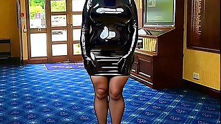 Shiny PVC Skirt High heel Golf Club Entrance Slut Walk inPVC
