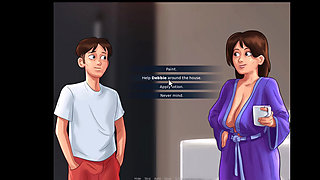 Summertime Saga, she gave him a handjob in the shower and cleaned him up.