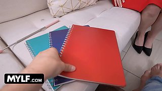 Mylf - red haired cougar kelly fad receives large load on her ideal boobs (silent masculine pov)