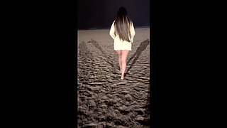 Public beach tryst in minidress