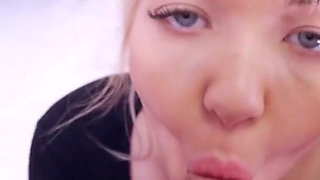 19 year old amateur Velvet Rain POV cum swallow blowjob