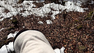 Outdoor Forest Fun - Wet Handjob, Deep Blowjob and Risky Doggy Fuck