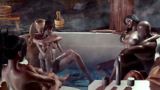 Foxy 3D Superwoman bounces up and down on a cock