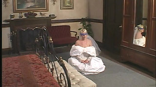 Blonde Nice Tits Bride Sucks and Fucks Two Rock Hard Cocks in Bed