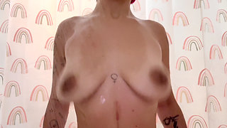 Slow-motion Boob Bouncing Shower Busty Teen Double D Cup Movement Squishy Bouncy Big Boobs Water Splashing Slow-mo Jumping Booby