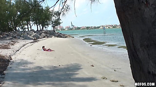 Pervs on Patrol - Latina Missy Mart Seduces a Lucky Hiker for a Hot Topless Beach 3some Session