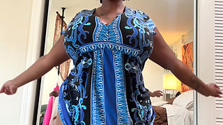 Chubby Ebony in Dress Showing Her Big Tits & Ass