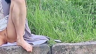 Spreading My Pussy at Park and Pissing