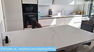 Horny French Brunette Luna Doll Gets Rough Kitchen Fuck - Big Tits, Deep Throat & Cum Swallowing