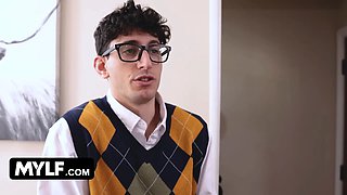 Step daughter catches stepmom's new bf masturbation On The Couch in the living room - mylf