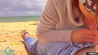 Stranger creampies my wet pussy on beach - public sex with Realpanties