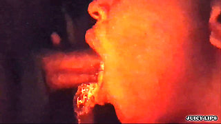 Juicy Lips-brings Him to the Red Room to Sloppily Deepthroat His Dick