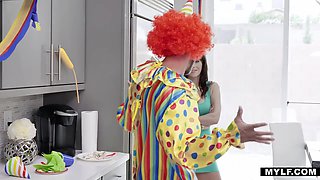 40 yo birthday milf Alana Cruise is fucked by one kinky guy in funny clown costume
