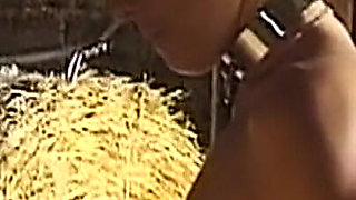 Redhead MILF in Collar Gets Pounded on Hay