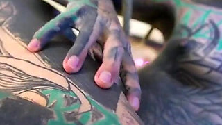 Tattoo Girl Masturbating, Fingering Her Pussy and Ass