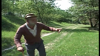Teen Pisses and Fucks Horny Grandpa Outdoor