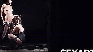 Emylia Argan And Lexi Layo In Black Leather Lick Each Other To Orgasm