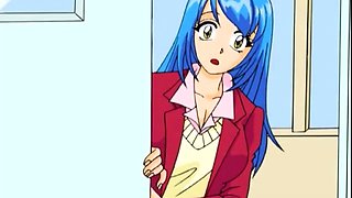 Blue haired japanese anime teen