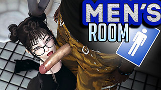 Men's Room. Asian Woman Wanted to Swallow a Stranger's Big Black Cock in the Toilet After Urinating. Emptie41