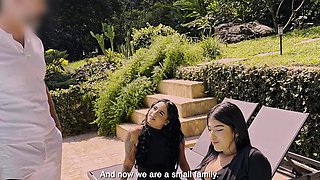 Latina Stepsisters Share Big White Cock