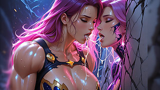 Lustrender: Stellar Vixen Duo Lesbian Cum Swallow Clash - Ai Video