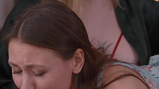 Stepmom Catches Stepdaughter Jerking Stepbrother and Joins for Hot Threesome