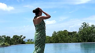 Teasing at the Pool in Micro Bikini, Swimming
