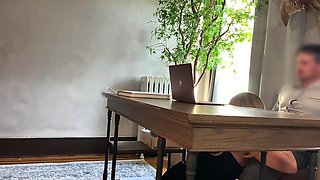 Blonde milf secretary pleases her boss mid meeting