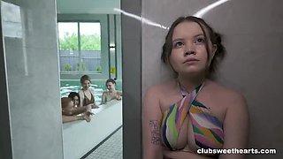 Hot Sauna Threesome with Olivia Trunk & Alice Xo - Tight Teens Fuck Hard in HD