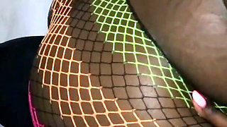 Marley XXX: Colorful Fishnet BBW Dominates White Sub with Scissorhold & Ass Worship