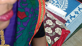 Blue saree housewife jerry red cute lips