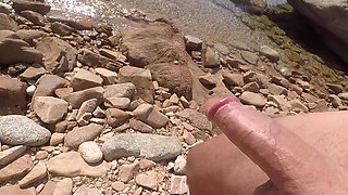 Italian MILF jerks off a stranger's cock on a public beach and wants to get it inside